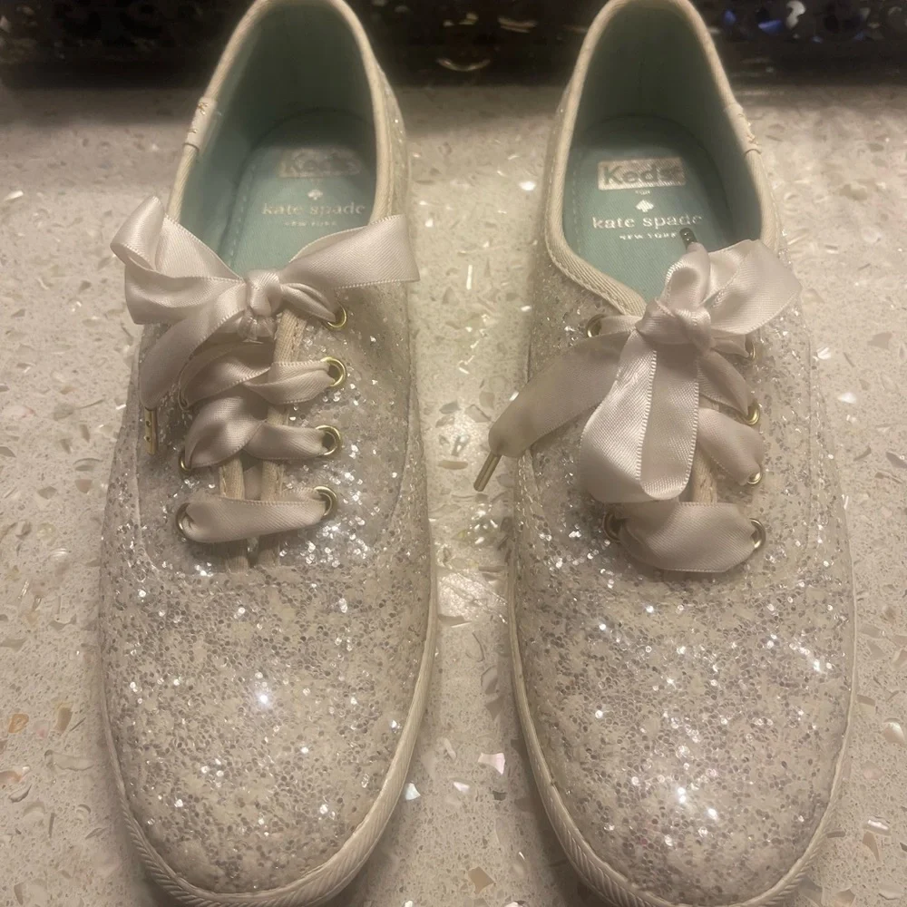 Keds x Kate Spade Glitter Ribbon Sneakers 6.5